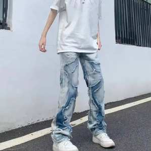 กางเกงยีนส์ผู้ชายทรงซ้อนสีน้ำเงินสไตล์วินเทจ - Product Image 5