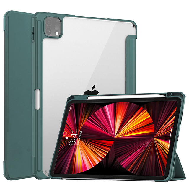 Attractive Transparent Back Tablet Covers With Built-in Pen Holder Cases for Apple iPad Pro 11 2022 2021 2020 2018