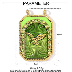 Edelstahl Vintage <span class=keywords><strong>Tarot</strong></span> Shiny Zircon Rechteck Edelstahl Anhänger für DIY Herstellung Schmuck Charms - Product Image 3