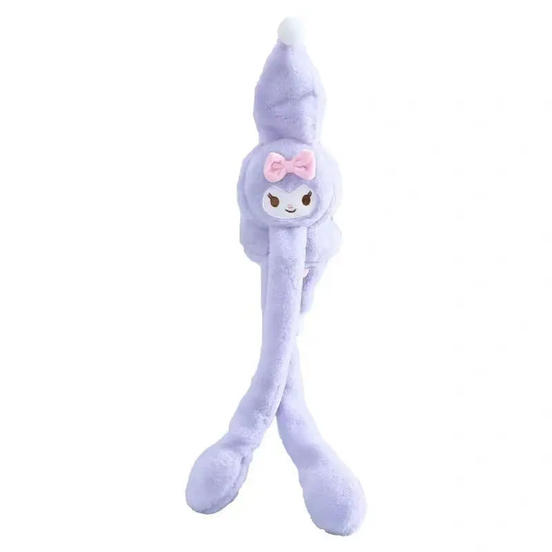 DHF nuovo Sanrioed inverno orecchie mobili cappello da coniglietto Kawaii Anime Kuromi Cinnamoroll graziosi regali di peluche per bambini paraorecchie caldo