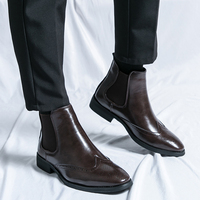 Bottes Chelsea Western montantes pour hommes, imperméables, antidérapantes, thermiques, avec logo personnalisé, rehaussantes, à talons bas, grandes tailles