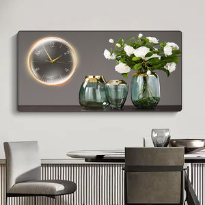 Современная настенная картина в стиле лайт-люкс с креативным дизайном, из хрустального фарфора и ПВХ, в раме, с электронными часами и стеклянным покрытием - Product Image 5