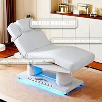 Table de Massage et Soin Visage Spa à Base Lumière Ambiante, Colonne Double Or, Système de Chauffage Intelligent, Relevage Monobouton