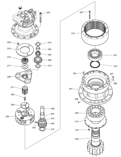 Excavator Parts DX300LC-3 Swing Gearbox 130426-00017 Swing Device