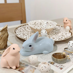 Estante de <span class=keywords><strong>palillos</strong></span> de conejo de cerámica hecho a mano nueva llegada Animal en forma de venta caliente decoración de Pascua <span class=keywords><strong>precio</strong></span> de fábrica - Product Image 1