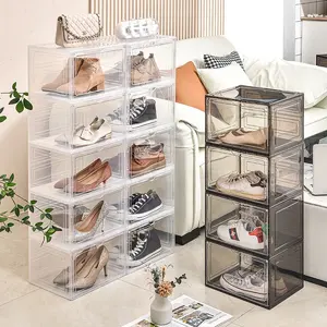 亚克力透明塑料透明多重开启模式亚克力透明鞋盒塑料运动鞋鞋子收纳盒收纳盒