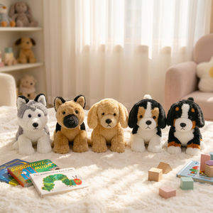 Jouets en peluche mignons Golden Retriever, <span class=keywords><strong>Beagle</strong></span> et chiots, animaux en peluche doux, poupées d'accompagnement pour enfants, cadeau d'anniversaire - Product Image 1