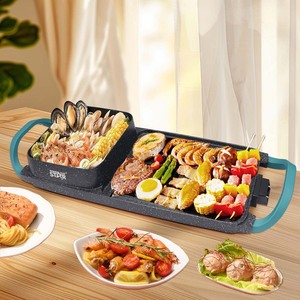 Grill électrique et hot pot 2 en 1 Winning Star avec couvercle, revêtement antiadhésif PTFE, 720x280mm, pour usage intérieur - Product Image 2