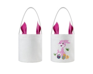 Sac personnalisé DIY par sublimation, panier lapin vierge à broder avec oreilles pour fournitures de Pâques - Product Image 1