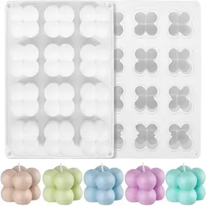 3D Bubble Candle Molds 15 Cavity Cube Silicone Mold for Candles Making Soy Wax, Bubble Cake Mould Customized OEM Cake Tools 265g