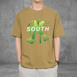 Men's O-Neck Short Sleeve <b>T</b>-<b>Shirt</b> 100% Cotton Jersey Regular Fit <b>Silk</b> Screen Printed Breathable 200g Street Style Casual - Product Image 1