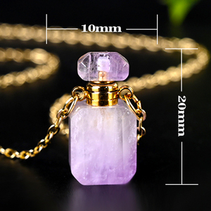 Collier flacon de parfum en pierre naturelle, pendentif en cristal multicolore pour huiles essentielles, pour l'aromathérapie - Product Image 4