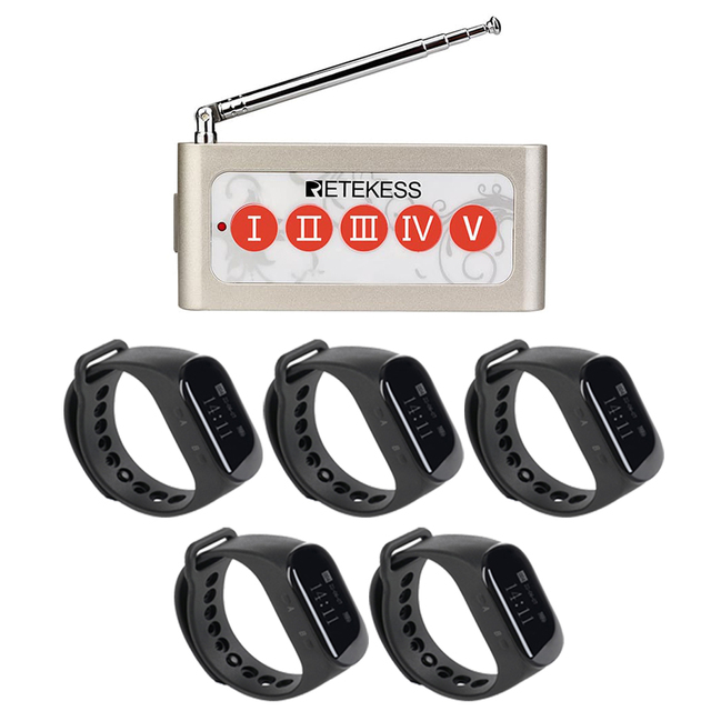 Wireless Waterproof Buttons & Watch Restaurant bar Kitchen to Waiter Chef Call Waiter Server Call Paging System Retekess TD005