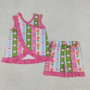 En Stock, Nueva Llegada, Conjuntos de Ropa de Verano para Bebés y Niñas Pequeñas, con Flores, sin Espalda, a la Moda, Venta al por Mayor, Ropa Linda para Bebés y Niños - Product Image 3