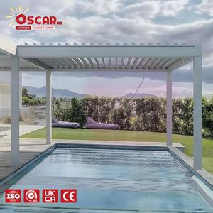 Abri bioclimatique <span class=keywords><strong>de</strong></span> style bois en métal pour extérieur, taille 3x2, avec toit <span class=keywords><strong>de</strong></span> <span class=keywords><strong>terrasse</strong></span> en verre <span class=keywords><strong>coulissant</strong></span>, pergola <span class=keywords><strong>de</strong></span> jardin - Product Image 1