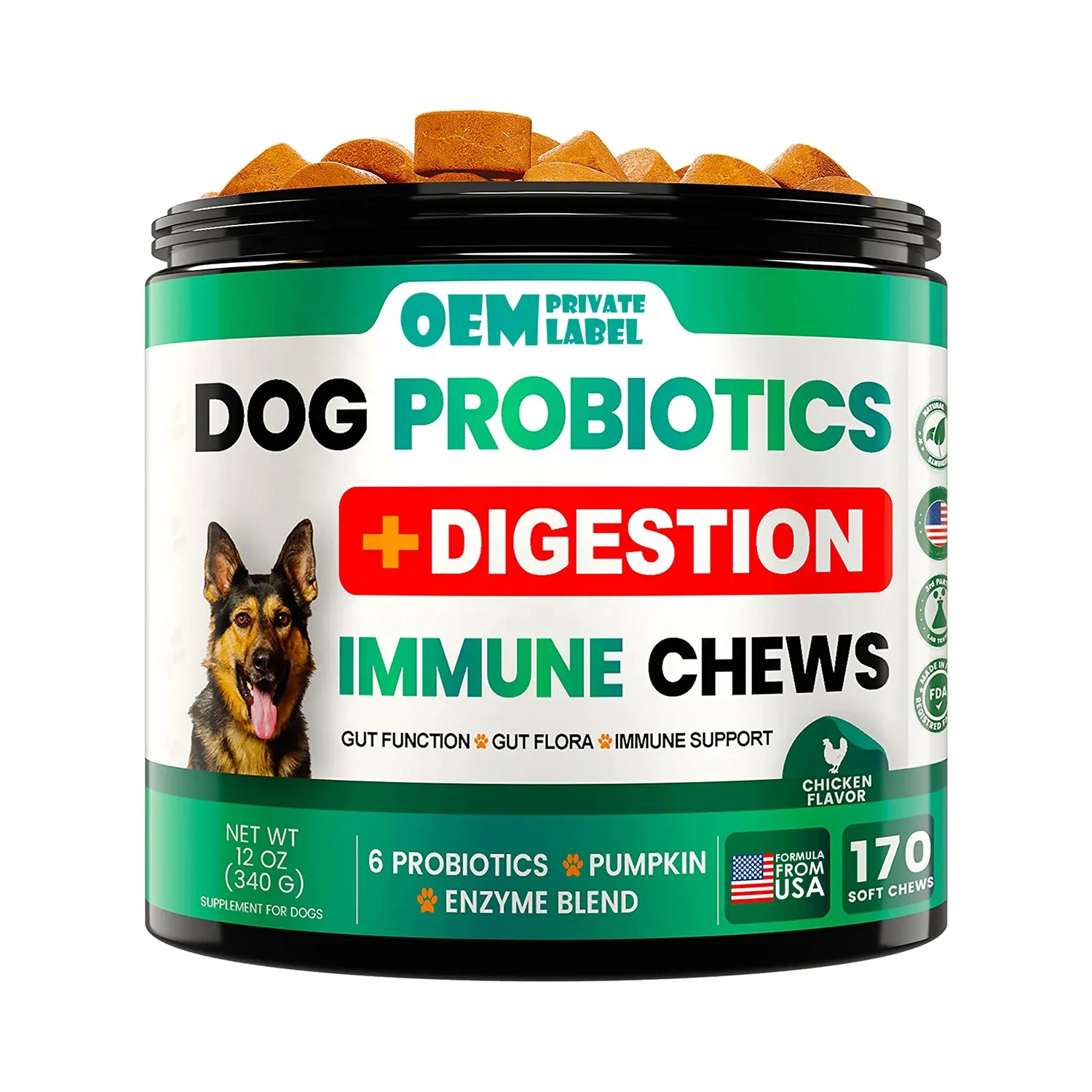 Dog Probiotics Chews Digestive Enzymes Prebiotics Probiotics for Dogs Allergy Relief Dog Multivitamin Chewable with Glucosamine