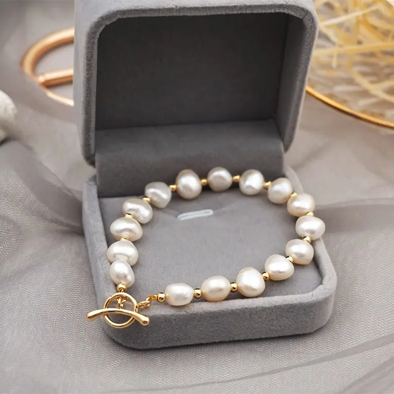 Baroque freshwater pearl beads adjustable bracelet