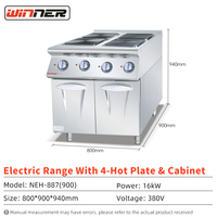 Cuisinière électrique 4 feux avec armoire, plaque de cuisson 4 brûleurs pour cuisine d'hôtel
