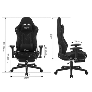 Grande chaise de bureau et de gaming en cuir PU de luxe, la moins chère, avec fonction de relaxation complète et repose-pieds - Product Image 3