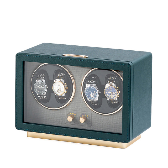 Luxury Watch Box Automatic Winding Battery Operated or Ac Powered Clear View PU Leather Single Slot Watch Storage Box