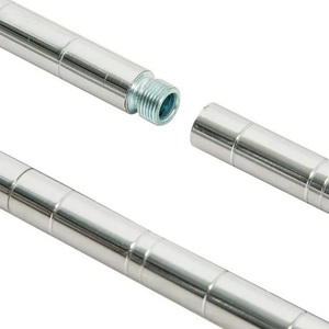 Estantería de almacenamiento resistente ajustable de 4 estantes <span class=keywords><strong>con</strong></span> <span class=keywords><strong>ruedas</strong></span>, organizador de Metal, estante de alambre plateado - Product Image 5
