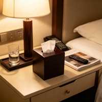 Boîte à mouchoirs carrée en bambou marron foncé, distributeur de mouchoirs moderne, écologique et durable, pour table basse et salle de bain