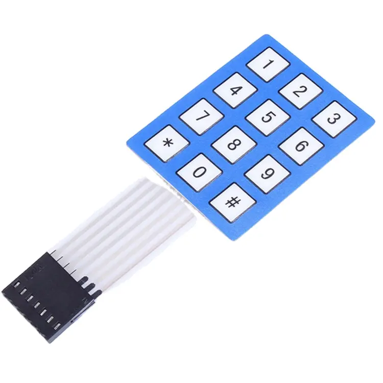 Teclado de matriz 4x3 de 12 teclas, interruptor de membrana táctil plana, Panel táctil, teclado numérico