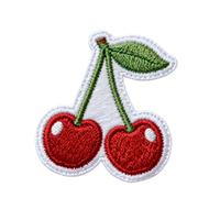 Op maat gemaakte groothandel kersen fruit borduurpatch strijk-op applicatie voor jas tas lage minimale bestelhoeveelheid rechtstreeks van de fabriek