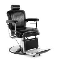 Fauteuil de Barbier Vintage Robuste pour Hommes, Fauteuil de Salon Noir Chromé Inclinable avec Grande Pompe, Approvisionnement Direct Usine