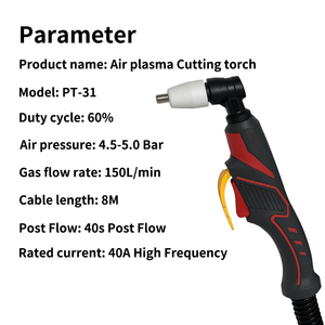 Pièces de torche de machine de découpe OEM, accessoires de découpeur <span class=keywords><strong>plasma</strong></span> CUT 40, torche de découpe <span class=keywords><strong>plasma</strong></span> à air <span class=keywords><strong>PT</strong></span>-<span class=keywords><strong>31</strong></span> <span class=keywords><strong>PT</strong></span> <span class=keywords><strong>31</strong></span> de 8 mètres pour <span class=keywords><strong>plasma</strong></span> 40 - Product Image 2
