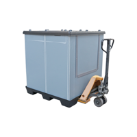 Boîte-palette en plastique pliable d'emballage de batterie automobile de faible poids de QS avec la longévité de conteneurs de couvercle et de douille de palette