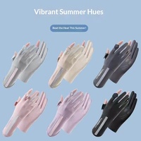 Sarung Tangan Tahan Lama Anti UV 2 Jari Terbuka Bahan Sutra Es UPF50+ Kompatibel Layar Sentuh Bernapas untuk Musim Dingin Aktivitas Luar Ruangan