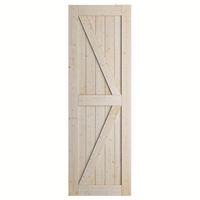 Porte coulissante de grange en bois de pin massif fini, design moderne en K-frame, certifiée BSCI RheTech, avec intérieur en fibre de verre, garantie 3 ans