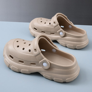 Men's Platform <b>Clogs</b> Breathable Non Slip Height Increasing Closed Toe EVA Outsole Summer Beach Slippers For Couples - Product Image 3