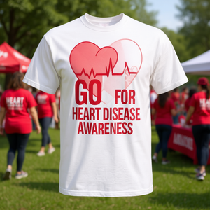 T-Shirt Promozionale 'Go Red' per la Consapevolezza sulle Malattie Cardiache, Battito Cardiaco, CHD - Product Image 3