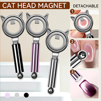 Baguette magnétique double extrémité TSZS Hot Cat Ear Hollow Ring Nail Cat Eye Magnet pour vernis gel œil de chat, manucure en salon