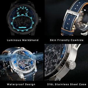 Montre mécanique automatique avec mouvement SW200, cadran squelette, aiguilles télescopiques, montre-bracelet extravagante et unique, fabricants OEM, sur mesure - Product Image 2