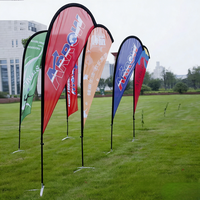 Drapeau de plage personnalisé en forme de goutte d'eau avec base à injection d'eau, vente en gros pour la publicité et la décoration d'événements extérieurs
