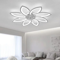Ventilateur de plafond décoratif en acrylique moderne pour hall d'hôtel, forme de fleur, avec source de lumière LED et télécommande intégrée