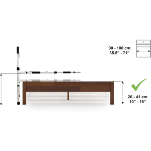 Barrière de lit pour adulte avec pieds (hauteur du cadre du lit de 26 à 41 cm), barrière de lit rembourrée pour adulte, barrière de lit de protection - Product Image 2