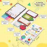Set de Notas Adhesivas de Agradecimiento para Maestros, Bloc de Notas con Dibujos Animados, Regalo de Agradecimiento, Papelería Escolar, Bloc de Notas Kawaii, Marcador para Niños