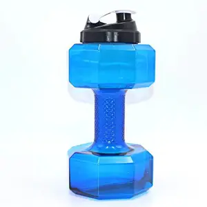 Customized New Arrival Outdoor Fitness Dumbbell Shape Drink Plastic Sport Water Bottle For Gym