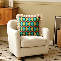 Housse de coussin en coton pur à volants géométriques Harlequin, housse de coussin imprimée, décoration moderne pour canapé, textile de maison
