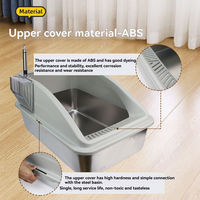 Bac à litière OEM extra large en acier inoxydable avec couvercle anti-adhésif à bords hauts pour chats de grande taille, espace intérieur de 20 L, toilette pour chat en plastique