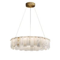JYLIGHTING Grand luminaire suspendu en albâtre, double couche, design naturel, cuivre, pour salle d'exposition, escalier, chambre, bureau