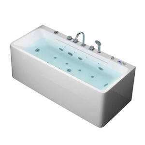 Baignoire rectangulaire HG en acrylique blanc avec massage par remous, cascade, <span class=keywords><strong>jacuzzi</strong></span> extérieur, spa, bain à remous avec robinet et bain froid - Product Image 6