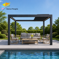 Pergola bioclimatique en aluminium, revêtement poudré, gazebo rectangulaire motorisé, parasol extérieur, pavillon de jardin
