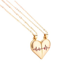 Nouveau Style <span class=keywords><strong>Collier</strong></span> <span class=keywords><strong>d</strong></span>'<span class=keywords><strong>Amitié</strong></span> avec Pendentif Cœur Magnétique Chaîne Clavicule Bijoux Tendance en Acier Inoxydable pour Couples - Product Image 4