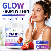 Poudre de Glutathion Gluta White Marque Blanche avec Vitamine C et Acide Hyaluronique pour Éclaircissement de la Peau, Antioxydant, Beauté pour Adultes 300g