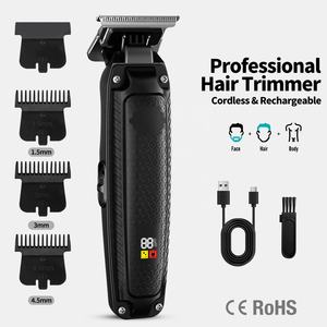 Профессиональный парикмахерский электрический триммер, беспроводной USB перезаряжаемый с черным светодиодным дисплеем, предназначен для мужской стрижки бороды - Product Image 1